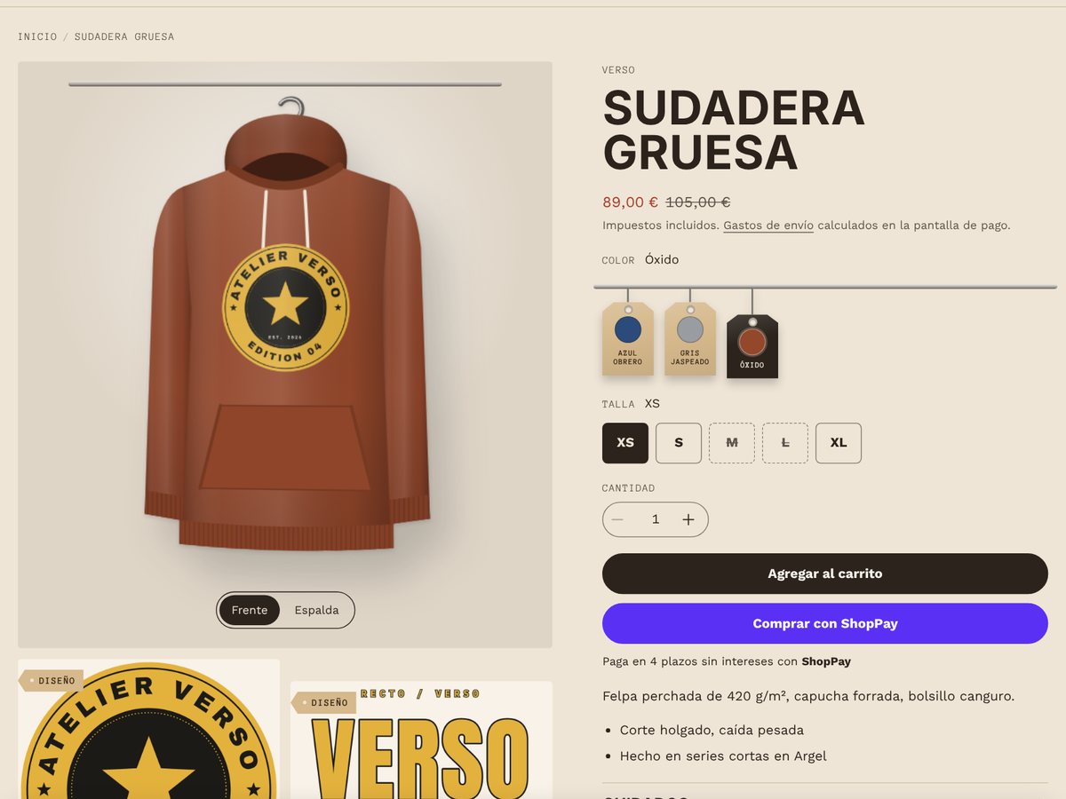 Página de producto con mockup