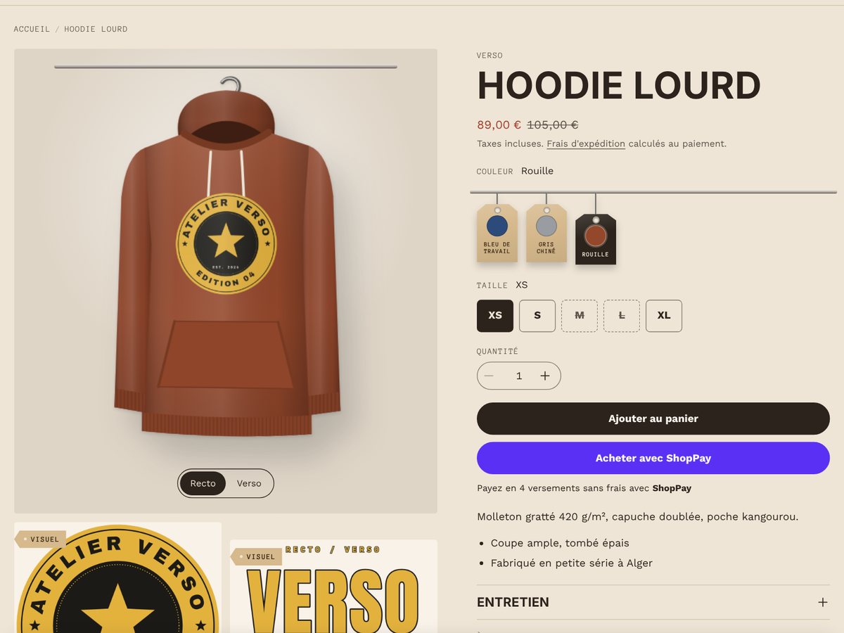 Fiche produit en mockup